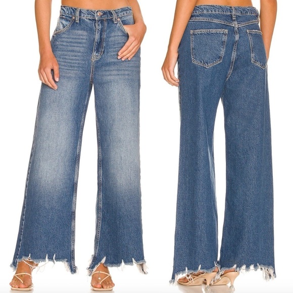 FREE PEOPLE x REVOLVE Straight Up Baggy Jean in Riverside Blue - Picture 1 of 11
